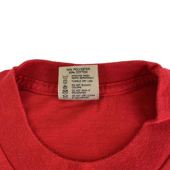 Vintage Mens Delta San Antonio, Texas Single Stitch T-Shirt Sz L Red Made In USA - Picture 5 of 8